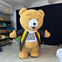 Costume d'ours gonflable de dessin animé avec souffleur d'air pour spectacle scolaire, accessoire d'activité, combinaison d'ours en peluche gonflable pour défilé