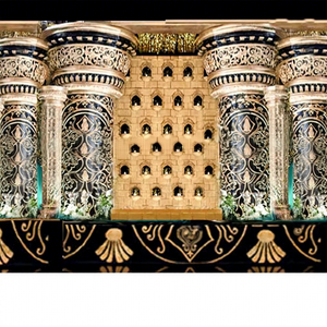 Grand <b>Wedding</b> Fiber Crown Stage Decor Italian <b>Wedding</b> Golden Antique Stage Exclusive Ancient Theme <b>Wedding</b> Stage - Product Image 1