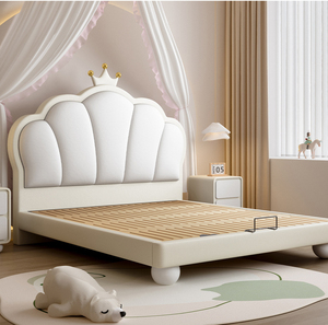 Letto Principessa Moderno in Pelle Rosa <span class=keywords><strong>per</strong></span> Cameretta Bambini, Letto a Castello, Letto Matrimoniale e King Size, Culla Lussuosa <span class=keywords><strong>per</strong></span> Arredamento Appartamento - Product Image 4