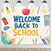 Selamat Datang Kembali ke Sekolah Latar Belakang Foto Apel dan Perlengkapan Sekolah Latar Belakang Fotografi Dekorasi Spanduk Pesta Dapat Disesuaikan