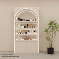 Armoire de présentation de maquillage en bois personnalisée minimaliste moderne Finition émaillée au four |   Salon de beauté, magasin de détail pour |   Affichage
