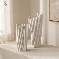 Vase à fleurs en céramique blanche nordique Jossin, texture géométrique unique, décoration moderne pour table, salon, décoration intérieure