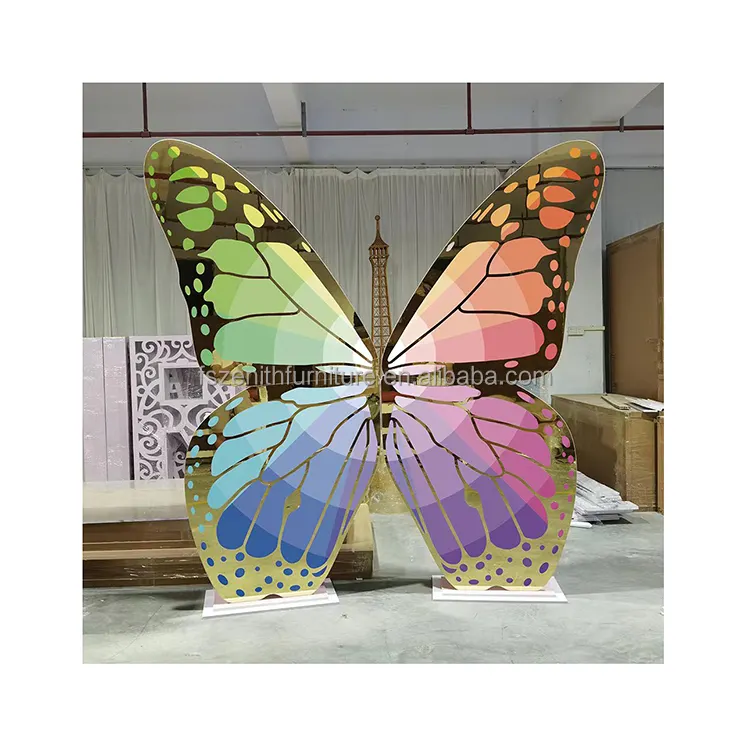 Luxury Wedding Back Panels Decor Stand Acrylic Butterfly Wings Party Backdrop for Wedding Stage Decoration