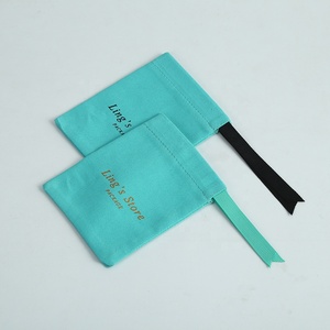7*9cm Turquoise Blue Jewelry Pouches <b>Thick</b> Twill Cotton Canvas with Linen Ribbon Jewellery Bag Packaging for <b>Rings</b> - Product Image 5