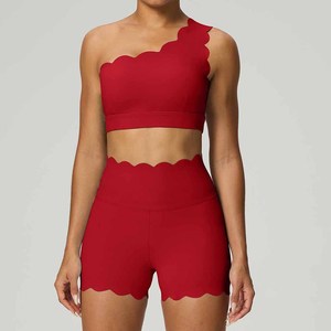 Ropa de mujer Ropa de gimnasio Ropa de entrenamiento Sujetador deportivo dinámico de un hombro Cintura alta Esculpir Biker Short 2 piezas Conjuntos de yoga - Product Image 6