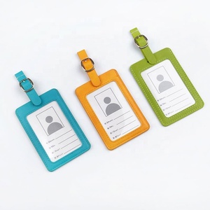 Étiquette d'identification personnalisée pour bagages de voyage d'affaires Porte-carte d'identité pour étiquette de bagage en cuir PU personnalisé - Product Image 2