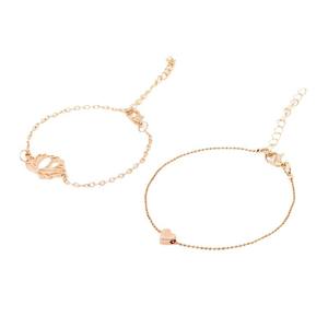 Bracelets en chaîne plaqués or avec cœur et lotus pour femmes, ensemble de bijoux romantiques, cadeau - Product Image 5