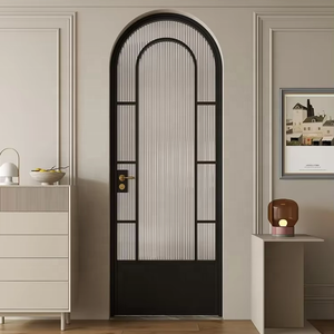 Puertas batientes modernas <span class=keywords><strong>de</strong></span> un solo vidrio, marco <span class=keywords><strong>de</strong></span> aleación <span class=keywords><strong>de</strong></span> aluminio impermeable en negro para baño <span class=keywords><strong>de</strong></span> oficina o <span class=keywords><strong>interior</strong></span> <span class=keywords><strong>de</strong></span> apartamento - Product Image 1