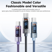 Toocki kabel Data ponsel Usb tipe-c, kabel pengisian daya Cepat transparan, kabel Usb A ke c untuk Xiaomi usb-c