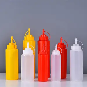 500毫升食品级塑料挤压喷水调味瓶，带旋盖盖，用于调味品油液