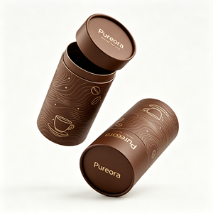 Custom Food Grade Coffee Paper Tube Packaging with Peel Off Lid Airtight <b>Round</b> Canister for Coffee Bean Powder Custom Logo - Product Image 3