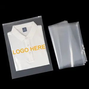 Großhandel transparente Verpackung Kleidung Plastiktüten T-Shirt Jacke Hosen PE Reißverschlussbeutel mit Logo