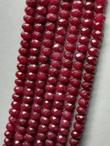 Collar de cuentas de jade natural de alta calidad, color rojo, 4 mm, facetadas, tipo rondel, listo para usar, para niñas. - Product Image 3