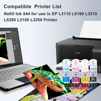 Botol isi ulang tinta 544 T544 kompatibel untuk Epson EcoTank L1110 L3110 L3150 L5190 untuk sistem catu tinta epson terus menerus tinta CISS