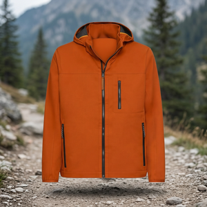 Men's <b>Orange</b> Hooded <b>Fleece</b> Jacket Windproof Zipper Closure Casual Outdoor Wear Autumn Regular Fit - Product Image 3