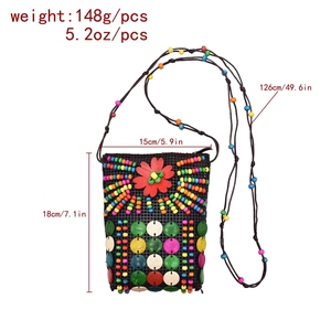 Sac à main en bois de fleurs de couleur radon coloré à la mode pour femmes Portefeuilles pour femmes, sacs bandoulière, sacs pour téléphone portable - Product Image 2