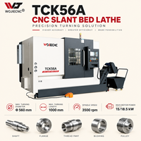 Tour CNC à banc incliné WOJIE TCK56A pour la production précise de pièces à bride avec une structure compacte