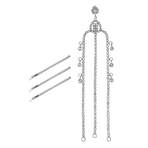 Hot Sale Elegant Silver Crystal Forehead Chain <strong>Headpiece</strong> Sparkling Bridal Maang <strong>Tikka</strong> for Bride Wedding Jewelry - Product Image 3