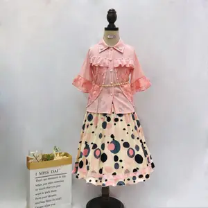 Elsali, traje <span class=keywords><strong>para</strong></span> niñas, nuevo <span class=keywords><strong>estilo</strong></span>, <span class=keywords><strong>ropa</strong></span> <span class=keywords><strong>para</strong></span> niñas <span class=keywords><strong>adolescentes</strong></span>, Top <span class=keywords><strong>de</strong></span> media manga <span class=keywords><strong>de</strong></span> gasa con flores 3D con falda <span class=keywords><strong>de</strong></span> cadena en la cintura <span class=keywords><strong>de</strong></span> perlas, <span class=keywords><strong>Ropa</strong></span> <span class=keywords><strong>para</strong></span> Niñas - Product Image 1