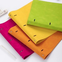 Carpeta de Hojas Sueltas A4 de 3 Anillas, Serie Colorida, Páginas Internas Desmontables, Papel Autoadhesivo Doble, Bloc de Notas, Carpeta de Almacenamiento