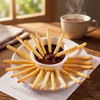Sachets individuels Marque Blanche : Bâtonnets de biscuits croustillants avec sauce chocolatée à tremper, collation légère