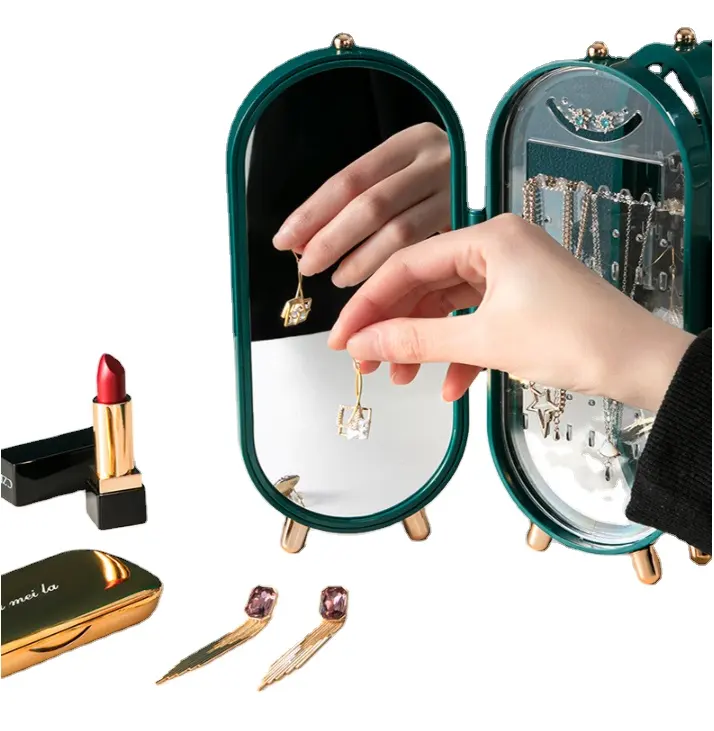 Caja organizadora de pendientes con logotipo personalizado para mujeres y niñas, estuche de joyería portátil de plástico, embalaje de regalo, caja de joyería de viaje