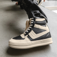 Sepatu Desainer Pria Sepatu Pria Sepatu High Top Kulit Asli Sepatu Segitiga Terbalik Besar Hitam Putih