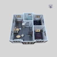 Maison conteneur extensible moderne de 20 pieds avec balcon, 2 chambres, toilettes et cuisine pour ferme