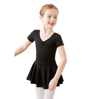 Maillot de Ballet Morado Claro para Niñas, Manga Corta con Cuello en V y Falda Plisada, Ropa de Danza Ideal para Prácticas