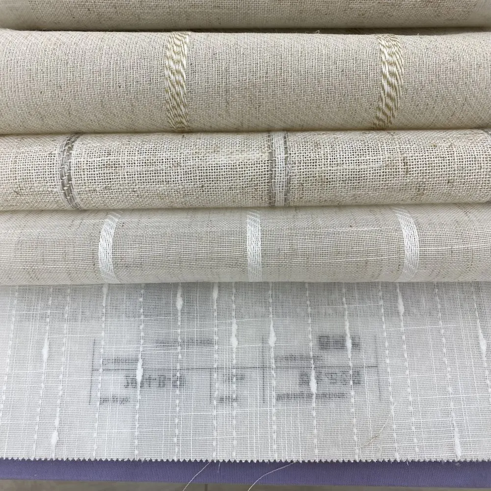 Tissu lin uni prêt à l'emploi Rideau de chambre blanc transparent 100% polyester