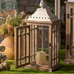 Farol de Madera Chuqi para Decoración del Hogar, Portavelas Cuadrado para Exteriores, Decoración para Bodas, Resistente al Viento y a la Lluvia, Farol de Vidrio - Product Image 3