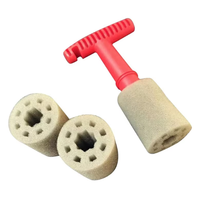 Brosse de nettoyage de roues et d'écrous de voiture avec poignée et éponge amovible