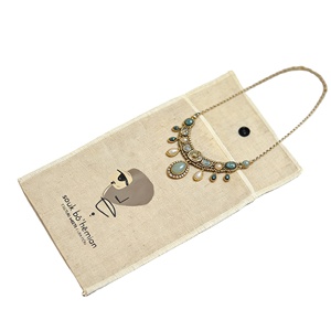 Sac d'emballage pour boucles d'oreilles, bagues et colliers, en toile de jute écologique, avec séparateur, impression personnalisée - Product Image 1
