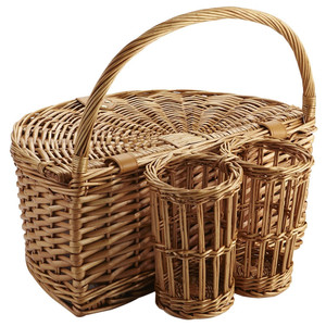 Canasta <span class=keywords><strong>de</strong></span> Mimbre Grande para Alimentos, Canasta <span class=keywords><strong>de</strong></span> <span class=keywords><strong>Picnic</strong></span> con Botella <span class=keywords><strong>de</strong></span> Vino para Actividades al Aire Libre o Fiestas con Amigos - Product Image 6