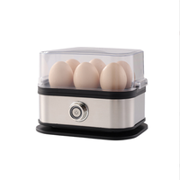 Penanak telur elektrik ABS 6-in-1 otomatis, penanak telur Mini Stainless Steel, pilihan warna-warni untuk penggunaan rumah tangga, pengukus telur