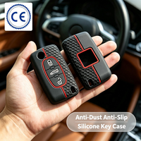 Vente en gros de coques de clés de voiture en silicone, motif nid d'abeille, antidérapantes, protection de clés intelligentes, 3 boutons pour clés Peugeot