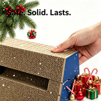Lit grattoir pour chat en carton ondulé multifonctionnel et écologique avec boule en métal et velcro pour Noël