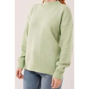 Pull en tricot vert basique pour femme, manches longues, décontracté, anti-boulochage, col côtelé - Product Image 1