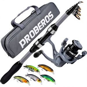 Ensemble canne à pêche télescopique portable mini longue portée pour gaucher avec moulinet spinning et accessoires pour la pêche en mer - Product Image 1