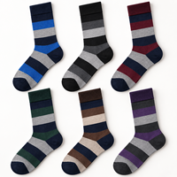Chaussettes habillées mi-mollet pour hommes, en coton peigné respirant, à motif rayé classique, pour le bureau et les occasions décontractées