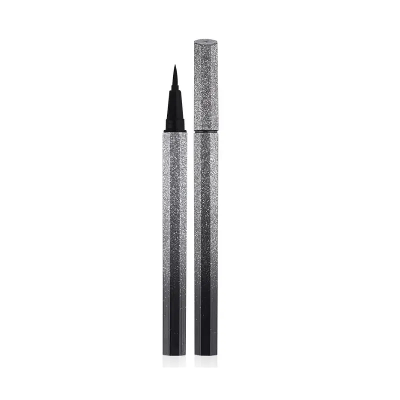 גרפי צבע גליטר 2 ב 1 שחור נוזל ג 'ל אייליינר עיפרון חותמת עמיד למים צבעים לוגו עט סט אישית