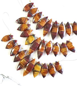 พลอยตาเสือแบบเหลี่ยมเพชรพลอยหายากทำด้วยมือลูกปัดแฟนซี10ชิ้น - Product Image 1