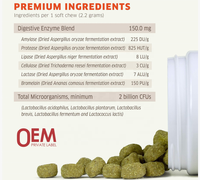 Friandises à mâcher probiotiques naturelles pour chiens : Soutien digestif, santé intestinale, supplément à mâcher souple, riches en protéines, vitamines et minéraux pour la santé.