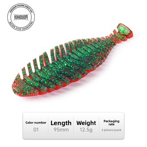 King Luya Esche Morbide in Acciaio Inossidabile a Coda a T per Spigola, Pesce Mandarino, Pesce Bocca Grande, Bufalo, con Aroma di Pesce, Affondanti, Realistiche, Grandi Gamberetti Morbidi - Product Image 6