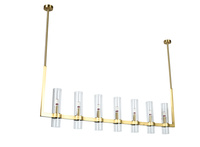 Lustre suspendu rectangulaire moderne de luxe personnalisé, réglable en hauteur, en cuivre et verre, pour la maison et le bureau