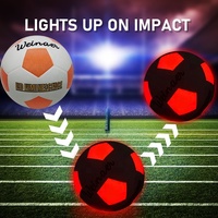 Ballon de football en caoutchouc lumineux qui brille dans le noir avec deux lumières LED haute luminosité, recharge sans fil, éclairage LED personnalisé