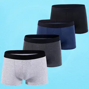 Cueca boxer masculina de algodão, logotipo personalizado, confortável, respirável, macia, sexy, gay