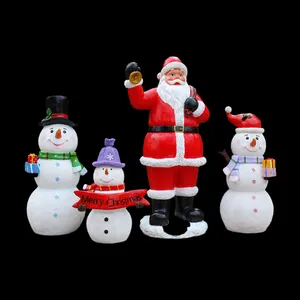 Levensgrote Outdoor IP65 Kerst Glasvezel Hars Sneeuwpop Kerstman Rendier Holiday Led Decoratieve Motief Licht Landschap Licht