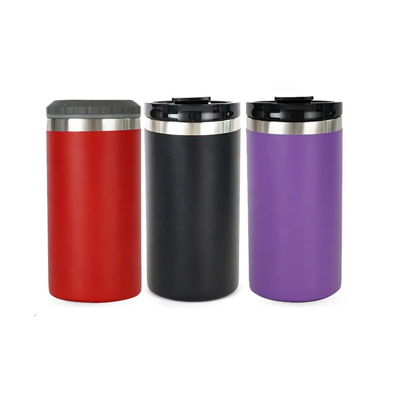 Vacuum Metal 16oz Sublimation Blank 4 In 1 Straight Skinny Stainless Steel Insulated Can Cooler Speaker With Speaker