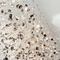 Lustre en verre teinté et pierre de luxe, personnalisé, avec pierres claires, lampe suspendue décorative pour plafond